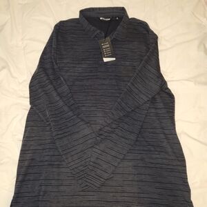 Travis Mathew Black And Gray Striped Polo